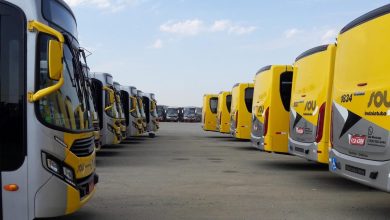 Frota de ônibus do Grupo SOU, operado pela Sancetur em Indaiatuba, representando a atuação da Sancetur em São Paulo e interior paulista.
