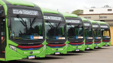 Frota de ônibus elétricos da Transcap, empresa com vagas de emprego abertas na zona Sul de São Paulo.