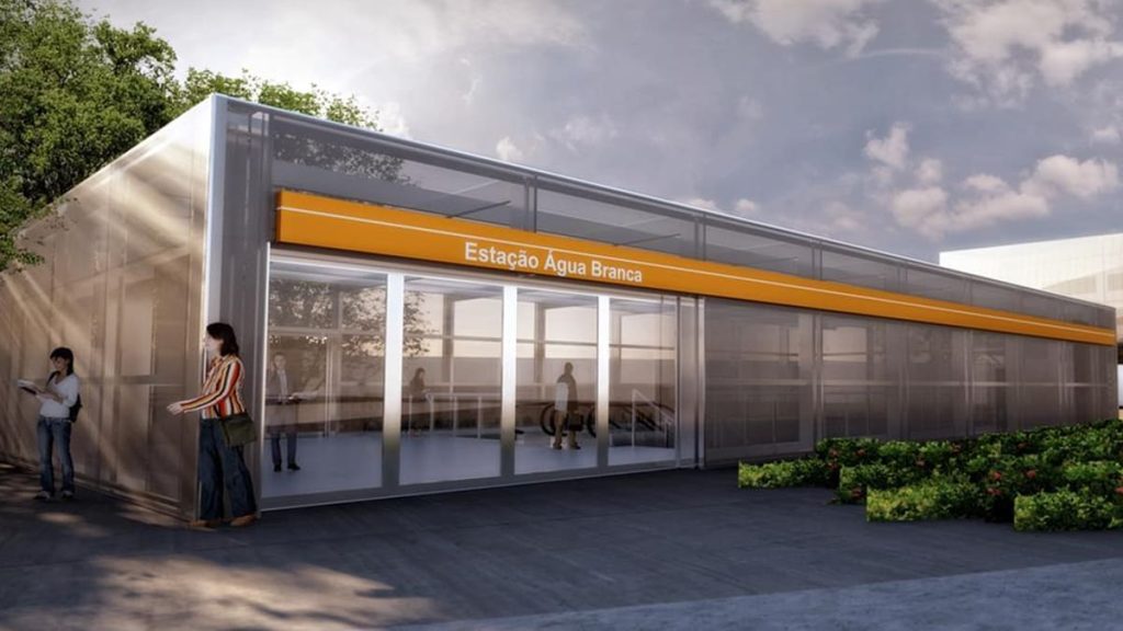 Imagem da Estação Água Branca após expansão para integrar Linhas 3-Vermelha e 6-Laranja, com novos acessos e plataformas.