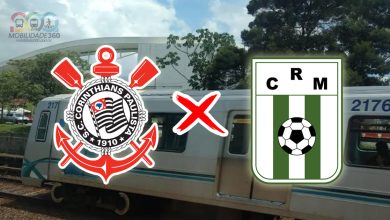 Imagem com os simbolos de Corinthians e Racing do Uruguai dentro da estação Corinthians Itaquera, a mais proxima estação de Metrô para se chegar ao estádio do Corinthians
