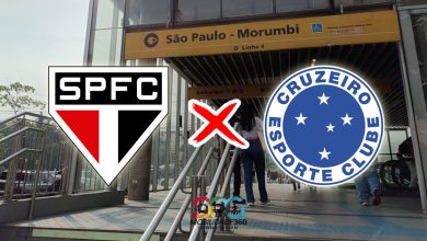 Imagem como os simbolos de São Paulo e Cruzeiro em frente a estação São Paulo Morumbi, a mais proxima esta~]ao de Metrô para se chegar ao estádio do MorumBis