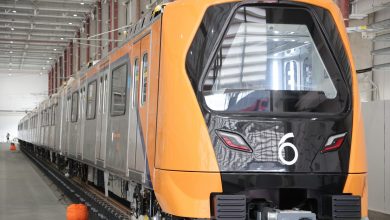 Imagem do trem da Linha 6-Laranja do Metrô de São Paulo, com destaque para o design moderno da estação.