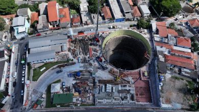 Obras da Estação Itaberaba-Hospital Vila Penteado, a mais profunda da América Latina, em andamento na zona norte de São Paulo.