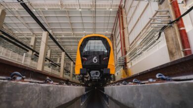 Foto do trem da Linha 6-Laranja do Metrô de São Paulo em fase de testes.