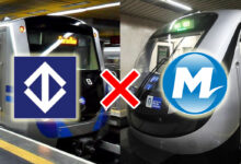 Montagem compara trens do Metrô de SP e do MetrôRio com logos e X vermelho; MetrôRio provoca Metrô de São Paulo.
