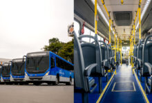 Imagem de novos ônibus Marcopolo Torino da Nortran, com interior acessível e moderno para passageiros em Porto Alegre.