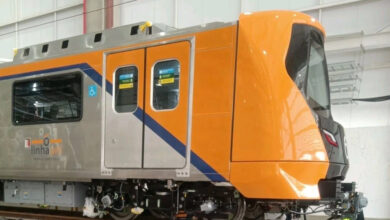 Close do novo trem laranja da Linha 6. A matéria informa sobre a vaga na Linha 6 Laranja para trabalhar no projeto.